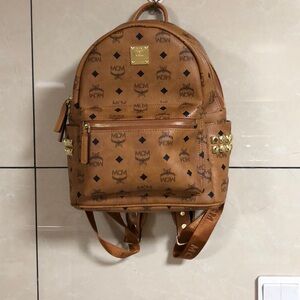 MCM Stark Visetos Studded Backpack